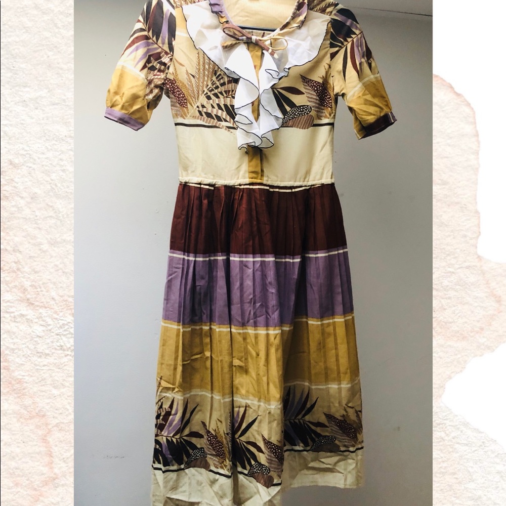 1960s multi patterned midi dress
